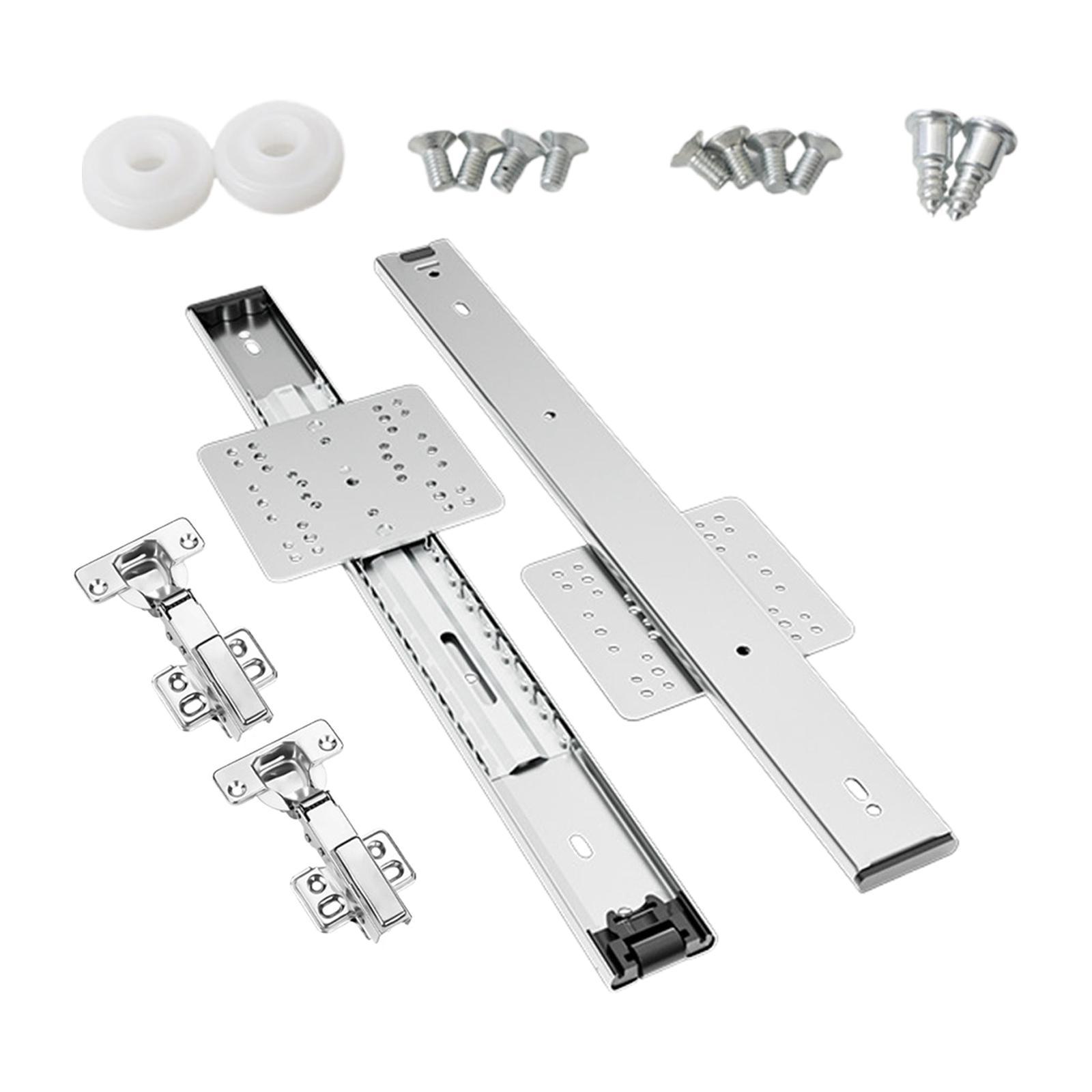 Bothyi - Kit De Herrajes Para Puertas De Armarios Abatibles Ocultos, Rieles Deslizantes Para Puertas De Estanterías De Cocina, 350 Mm