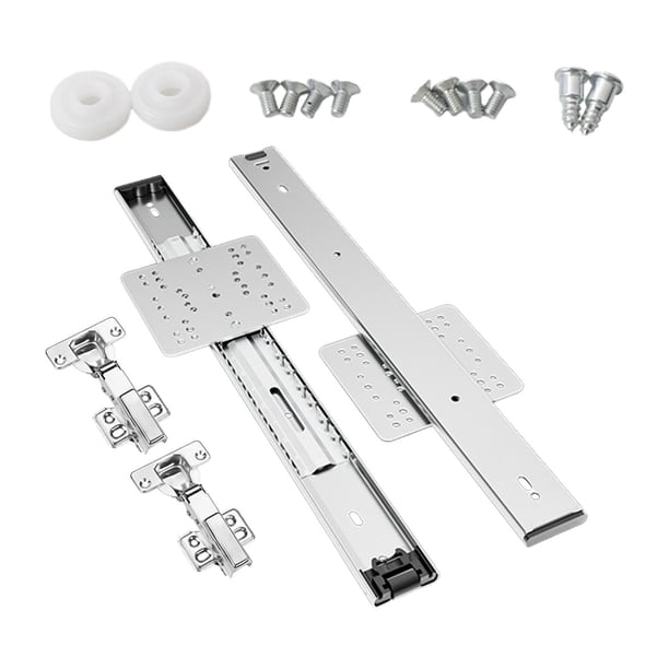 Kit De Herrajes Para Puertas De Armarios Abatibles Ocultos, Rieles Deslizantes Para Puertas De Estanterías De Cocina, 350 Mm