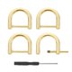 thumbnail image 1 of Uxcell D-Rings Tornillo en Grillete, Paquete de 4 Anillos en D de 15mm en Forma de U para Bolso de Mano DIY, Oro, 1 of 7