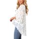 thumbnail image 3 of INSPIRE CHIC Blusa asimétrica de gasa con cuello redondo y estampado floral para mujer, mangas 3/4 acampanadas, casual de verano, talla S, color blanco, 3 of 6