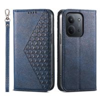 Funda Flip Foxdock Para Xiaomi Redmi 15C , Estilo Billetera Con Diseño Rombo, Correa De Mano Y Soporte, Uso Diario