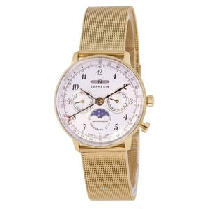 Reloj Zeppelin Lz129 Hindenburg Moonphase Silver Dial Quartz 7039M-1 7039M1 Women'S Watch