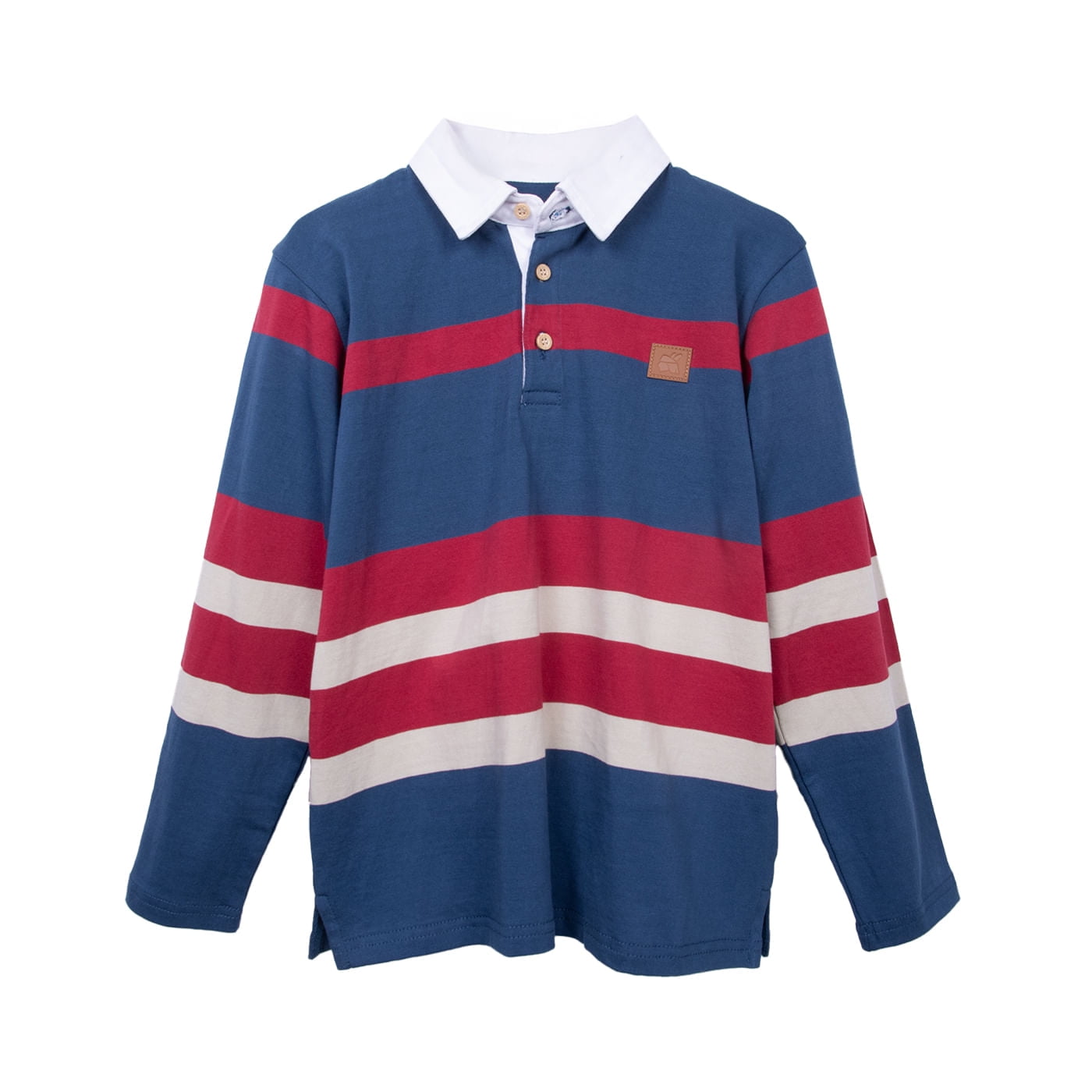 Pillin - Polera Niño Manga Larga A Rayas Con Cuello Camisero Azul