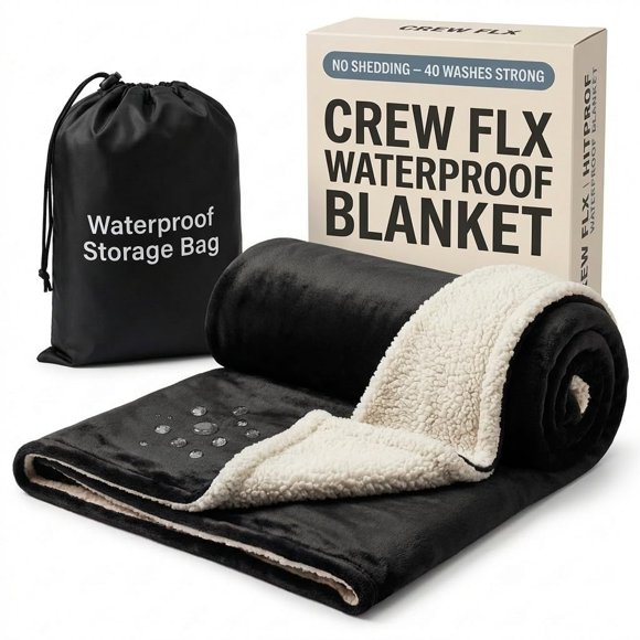 Manta impermeable CREW FLX para cama íntima de 40 x 60 cm, color negro