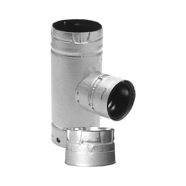 Pellet Vent DuraVent en forma de camiseta de acero galvanizado de 10,16 cm x 7,62 cm x 10,16 cm