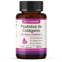 Nutracore - Péptidos De Colágeno Hidrolizado + Biotina Y Vitamina C No-Ácida - 90 Cápsulas