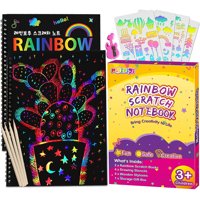 Papel Rascar Arcoíris Pigipigi Niños Kit 2 Cuadernos Rascar Suministros Arte Manualidades Hojas Mágicas Negras