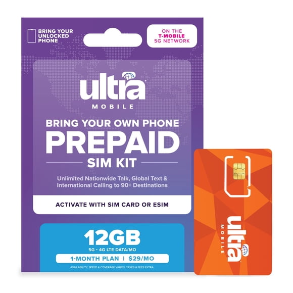 Plan telefónico Ultra Mobile 12 GB 5G LTE con llamadas y mensajes ilimitados