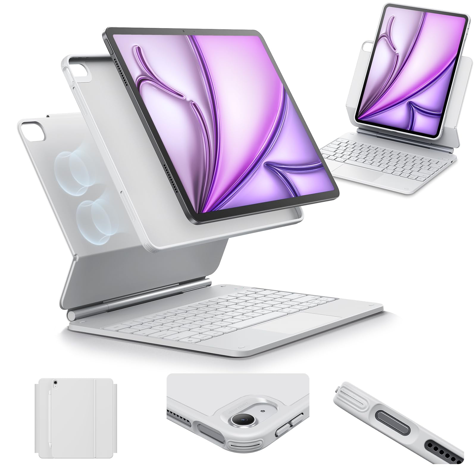 Funda Con Teclado Esr Para Ipad Air De 13 Pulgadas Con Panel Táctil, Color Blanco