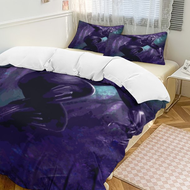 Black Panther Bedding Comforter Sets 3-Piece Bedding Set Soft Warm Bed Set for Bedroom All Season