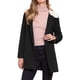 thumbnail image 1 of Abrigo de invierno para mujer con botonadura sencilla, abrigo hasta el muslo, cuello contrastante, chaquetón XS negro, 1 of 6