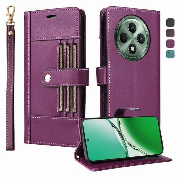 FOXDOCK Funda tipo Cartera para OPPO Reno 12F 5G – Cubierta de Cuero PU con Múltiples Ranuras, Bolsillo para Efectivo y Correa de Muñeca