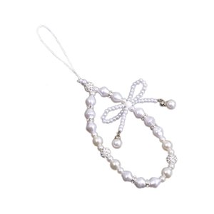 Bothyi - Cordón Colgante De La Caja Del Teléfono De La Correa Del Encanto Del Teléfono Con Cuentas Para Las Carteras Del Teléfono De La Cámara Blanco