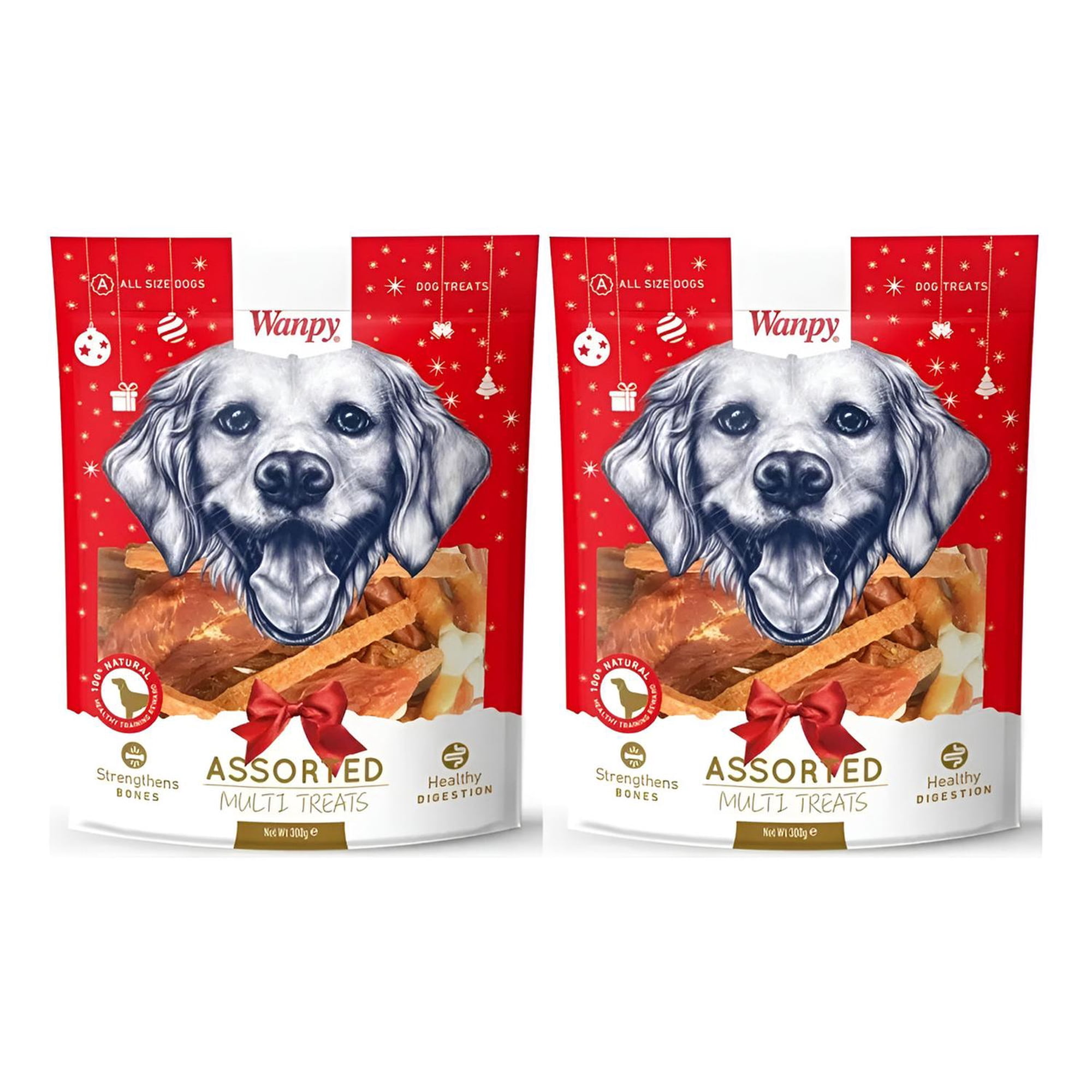 Pack X2 Wanpy Snack Para Perros Assorted De Pollo 300g C/u rojo