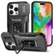 thumbnail image 1 of Funda Armada para iPhone 16 Pro Max con Tapa Deslizante y Soporte Magnético Giratorio Negro, 1 of 5