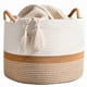 thumbnail image 1 of Canasto Ropa Sucia 50cm Cesto Organizador Con Asa Juguetes Blanco Y Café, 1 of 6