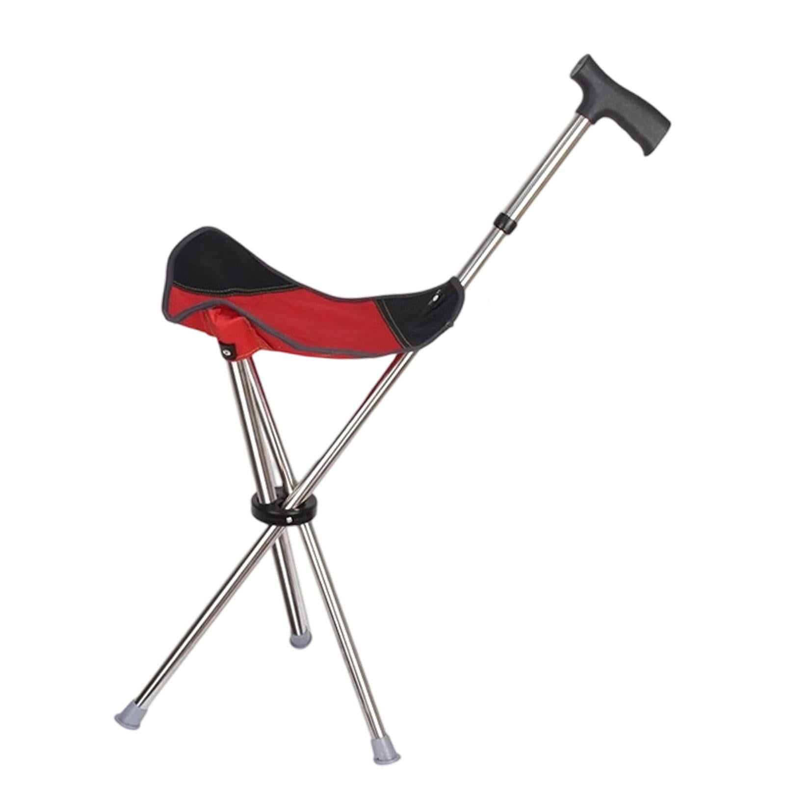 Magideal - Bastón Con Asiento Para Caminar, Portátil, De Viaje, Ligero, Para Sentarse, Plegable, Color Rojo