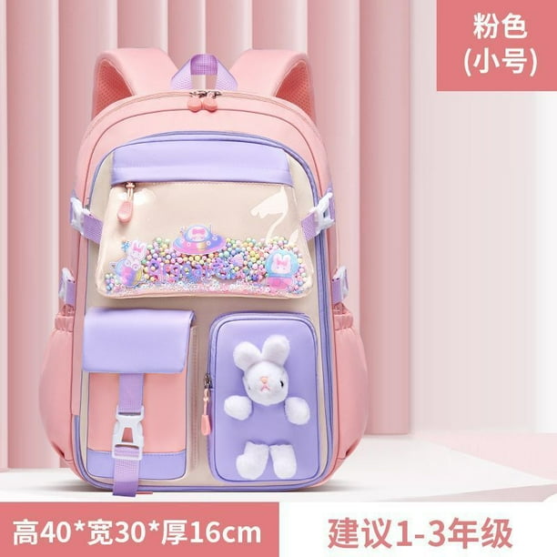 Large Capacity Rabbit Students Design School Bags For Primary Waterproof Grades 1-6 Fridge Door Opening Back Protection