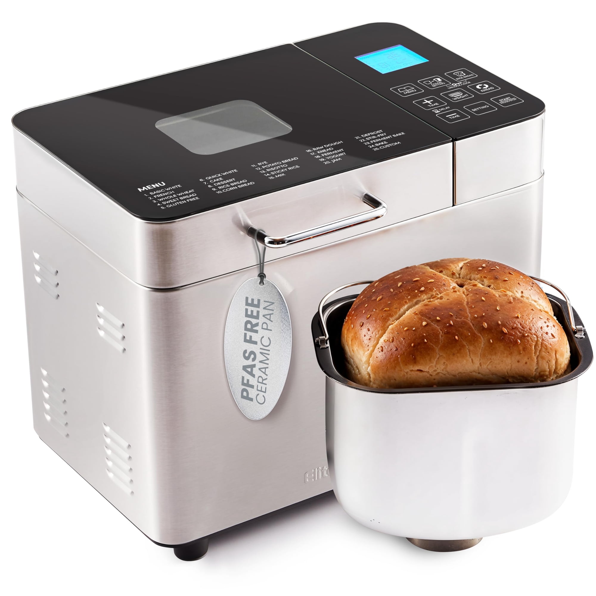 Máquina Para Hacer Pan Elite Gourmet Programable, 2 Libras, Con 19 Funciones
