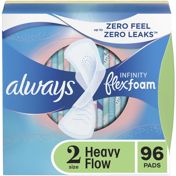 Almohadillas femeninas Always Infinity Flexfoam con alas, tamaño 2 x 96