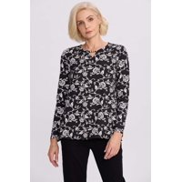 Fashionspark - Polera Mujer Evasé Con Aplicación Negro - Ll