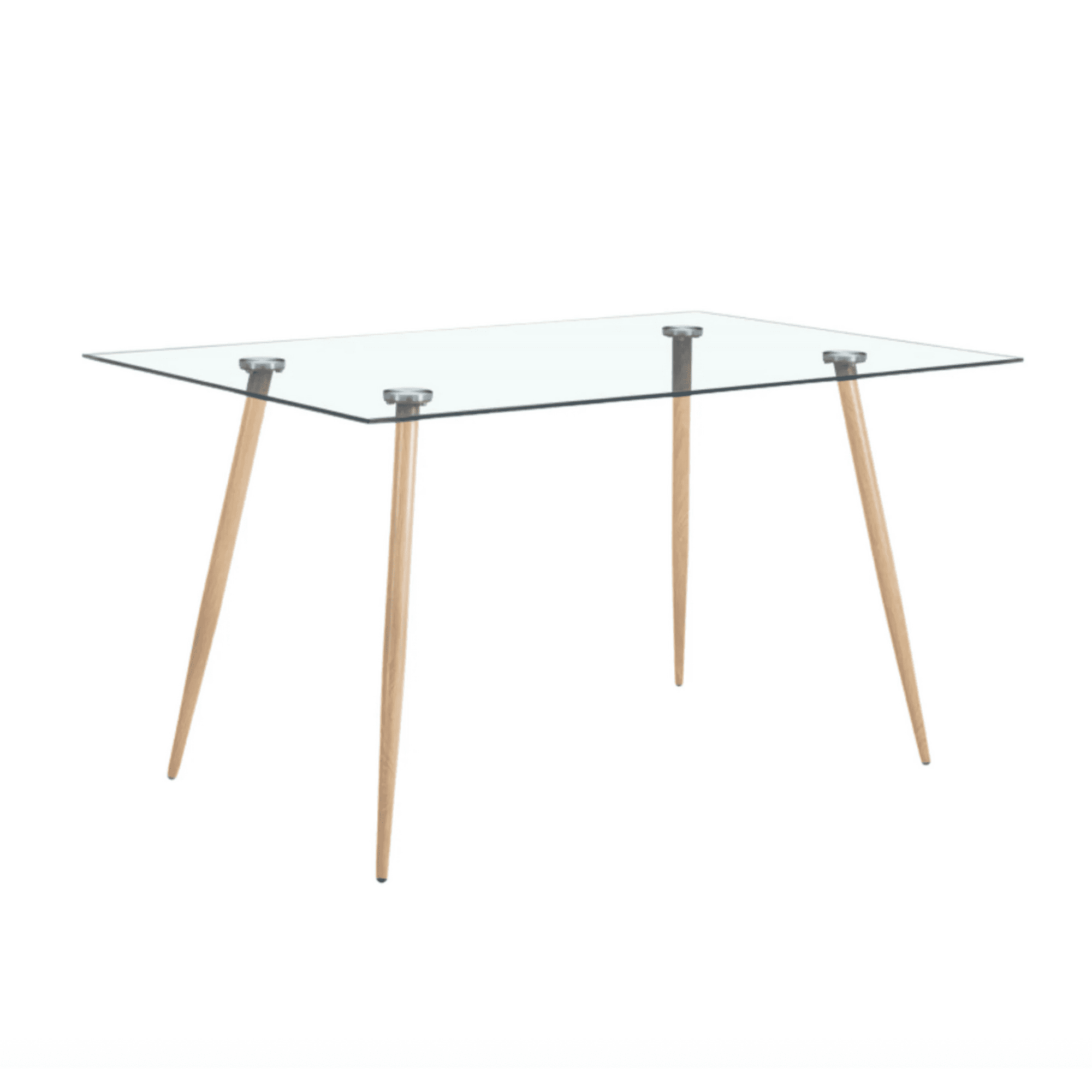 Habita2 Chile - Mesa Rectangular 6 Puestos De Vidrio Prince 160 - Simil Madera