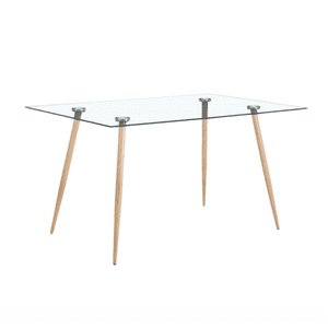 Habita2 Chile - Mesa Rectangular 6 Puestos De Vidrio Prince 160 - Simil Madera