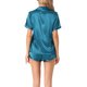 thumbnail image 3 of INSPIRE CHIC Conjunto de Pijama de Satén para Mujer Regreso a Clases Manga Corta con Botones Ropa de Dormir y Conjunto de Pantalones Cortos de Loungewear Sedoso XL Azul Pavo Real, 3 of 6