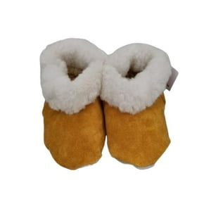 Rou - Pantufla De Lana Natural Y Reno Camel
