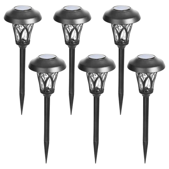 Luces solares para jardín GIGALUMI, paquete de 6, blanco cálido, metal