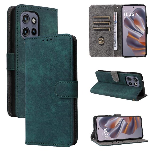 Funda Billetera para Motorola MOTO S50 5G con Soporte - Cartera de Cuero con Ranuras Verde