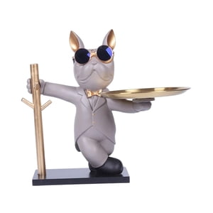 Magideal - Bandeja De Almacenamiento De Estatua De Perro Creativa, Almacenamiento De Joyas, Contenedor De Artículos Diversos, Llavero, Organizador De Escritorio, Gris
