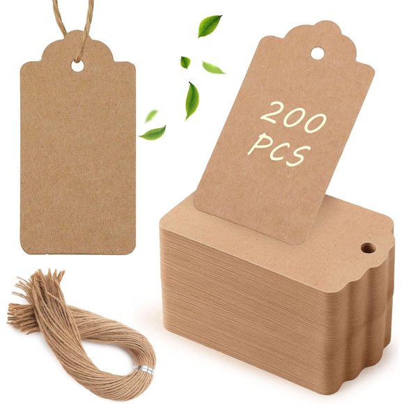 Etiquetas Kraft SallyFashion, 200 unidades, 4 x 7 cm