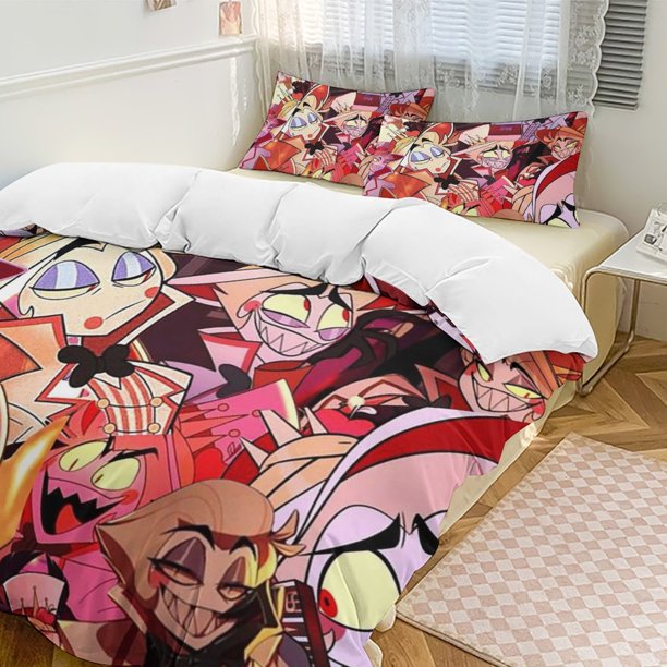 Hazbin Hotel 3-Piece Twin Bed Set - Includes 1 Single Comforter And 2 Pillowcases Bedding - Fade Resistant Microfiber - Hazbin Hotel