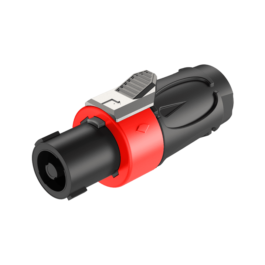 Roxtone - Conector Hembra De Speakon 4 Polos Rojo, Contactos Plateados