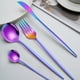 thumbnail image 5 of Juego de cubiertos dorados de 24 piezas, para 6 personas, de acero inoxidable, incluye cucharas, tenedores y cuchillos, ideal para cocina, hogar, oficina, restaurante, hotel., 5 of 5