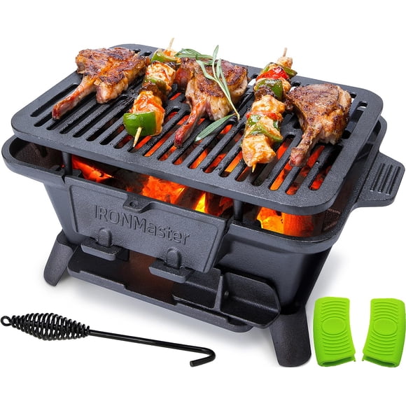 Carbón portátil Hibachi Grill IronMaster para exteriores, 2 personas