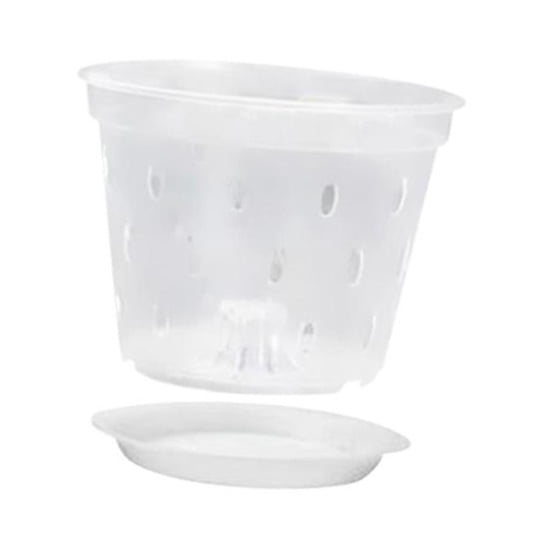 Wswqop - Maceta Para Orquídeas, Macetero Transparente Para Trasplantar Plantas De Flores, 5 Pulgadas Con Platillo