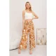 thumbnail image 2 of Pantalon Mujer Palazzo Floreado Tipo Lino Pretina Alta Elasticado 3008, 2 of 3