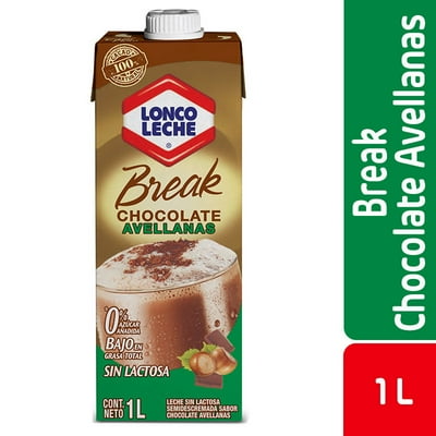 Leche Break Semidescremada Sin Lactosa Sabor Chocolate Y Avellana Caja 1 L Loncoleche