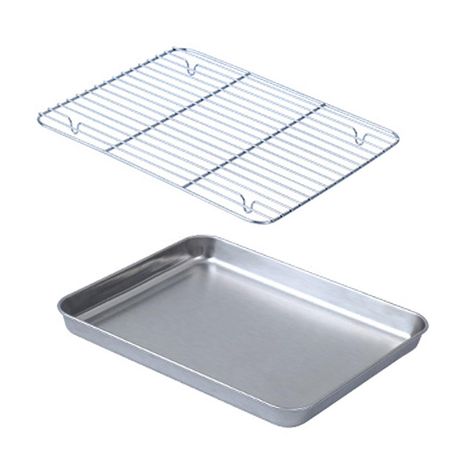 Bothyi - Bandeja Para Hornear Con Rejilla, Bandeja Para Galletas Duradera De Acero Inoxidable Para Restaurante, 22cm X 17,5 Cm