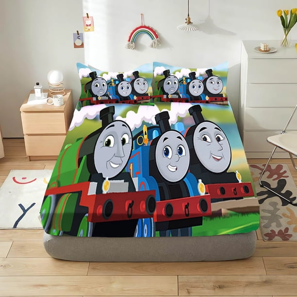 Thomas and Friends Fitted Sheet Children 100% Polyester Coverage Sheets Cartoon Cover Elastic Printing Bedding Teenager