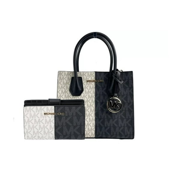 Cartera + Billetera Michael Kors Medium Two-Tone Logo Crossbody and Bifold Wallet Set Black Combo