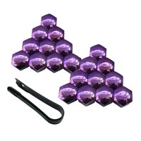 Magideal - 20 Cubiertas Protectoras Para Tuercas De Rueda De Coche, Decoración Exterior, Universales, Con Herramienta De Clip, Antióxido, Para Pernos De Neumátic Púrpura 17Mm