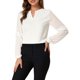 thumbnail image 1 of INSPIRE CHIC Blusa de Chifón para Mujer de Regreso a Clases Cuello con Abertura Manga de Parches Elegante Top de Trabajo XS Blanco, 1 of 8