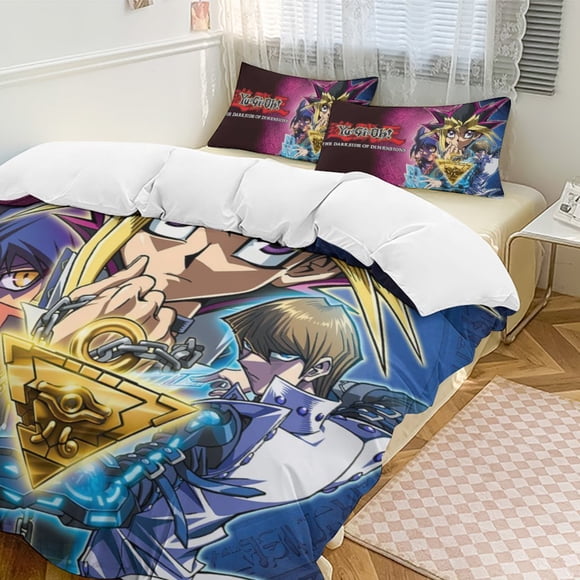 Yu-Gi-Oh 3-Piece Bedding Set Warm And Comfortable Soft Duvet Cover Bed Set for Boys Girls Kids Adult Bedroom All Season