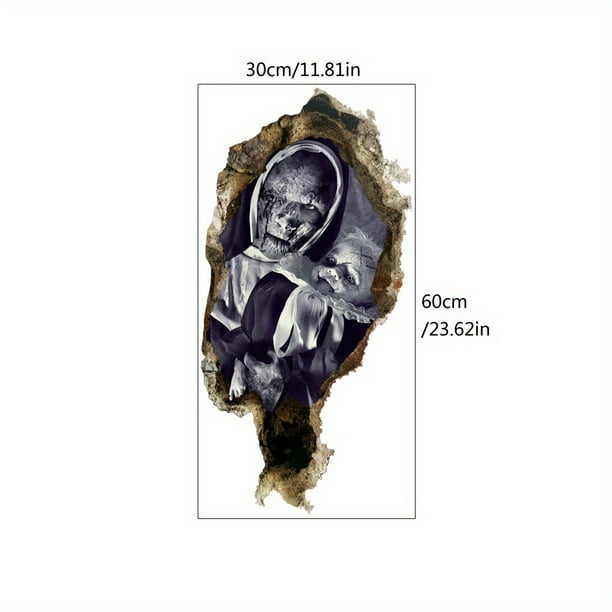 1pc, Zombie Halloween Wall Stickers 3d Three-dimensional Broken Wall Stickers Halloween Living Room Room Decoration Wall Stickers