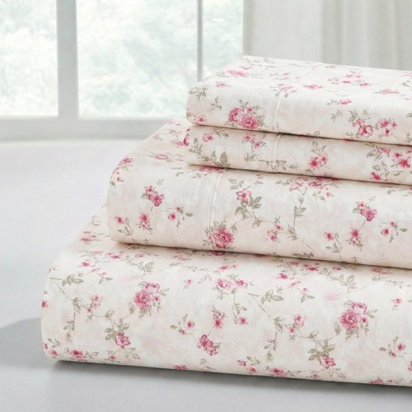 Juego de Ropa de Cama Modern Threads Twin Floral Rosa Suave