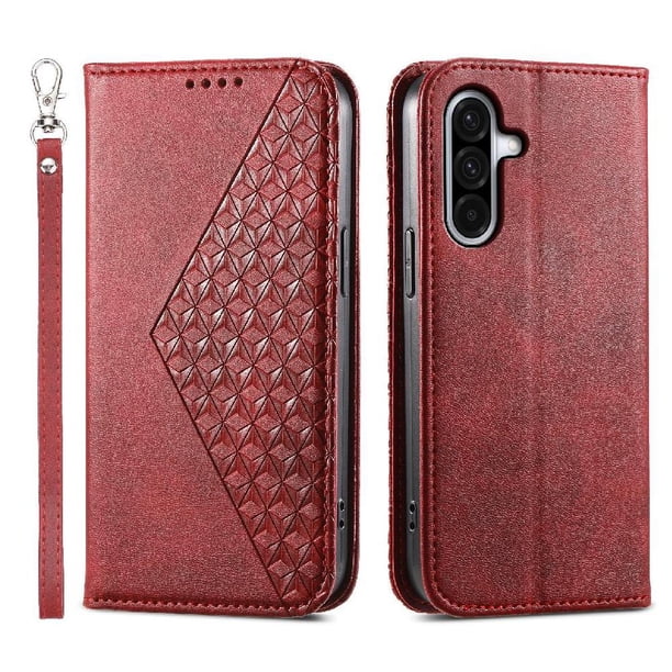 Funda Flip FOXDOCK para Samsung Galaxy A36 , Estilo Billetera con Diseño Rombo, Correa de Mano y Soporte, Uso Diario