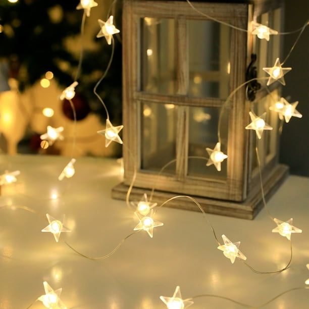 1pc, Star String Lights (3.28ft 10 Led /6.56ft 20 Led /9.84ft 30 Led), Waterproof Fairy Lights, Battery Operated Copper Wire Decorative String Light, Garden Yard Decor, Home Scene Decor, Living Room A